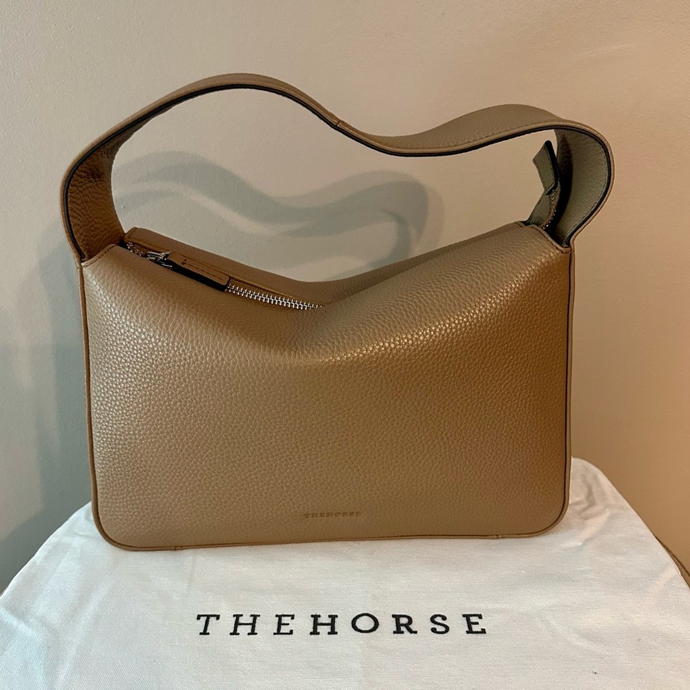 The Horse taupe pebbled leather shoulder bag, used once, like new condition